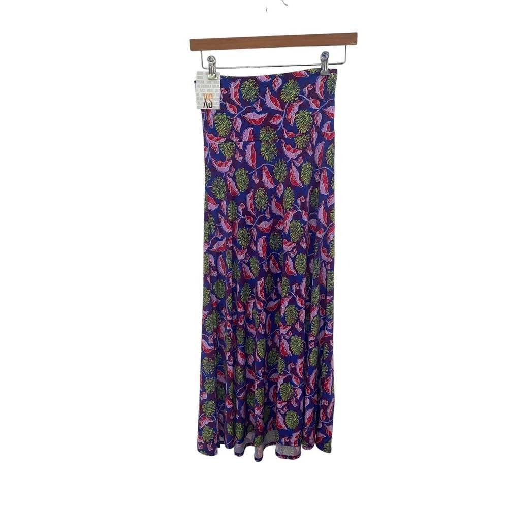 LuLaRoe Maxi Skirt XS Soft Stretchy MultiColor Floral Pink Purple New NWOT